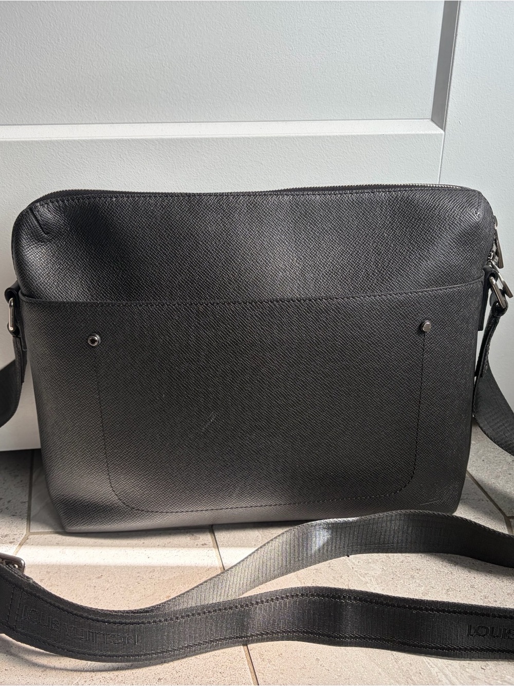 Louis Vuitton Black Grigori Messenger Bag in Taiga Leather